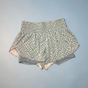 Gilly Hicks Teal Checkered Athletic Shorts Size M Built In Liner Activewear